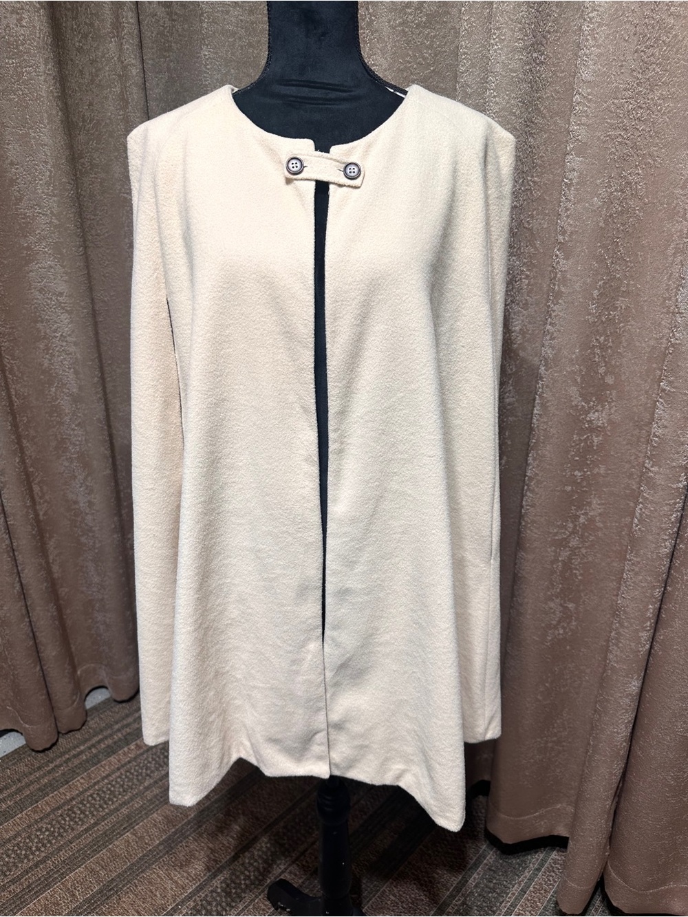 Zanzea Cream Long Sleeve Open-Front Dress Coat